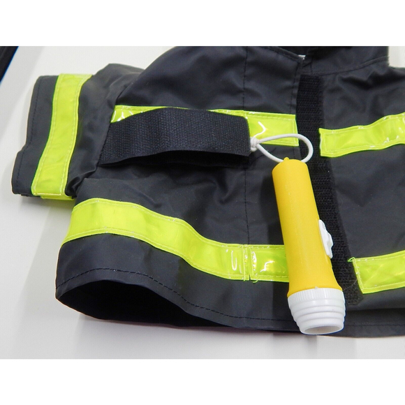 Build a Bear Clothing Black Yellow Fireman Safety Outfit Flashlight Helmet - Picture 7 of 12